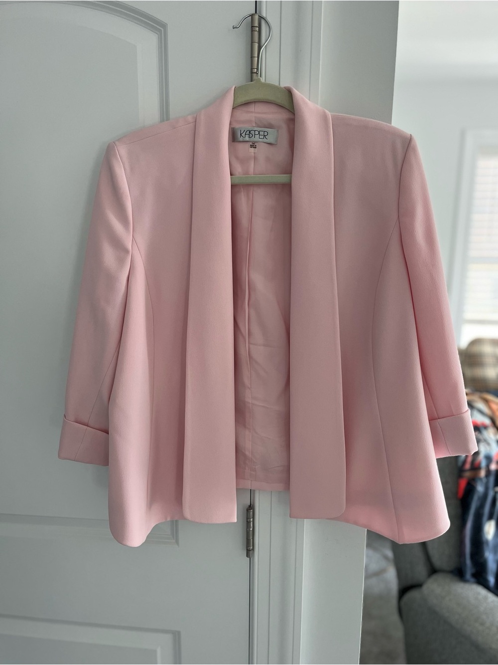 Kasper Women's Pale Pink Open-Front Blazer